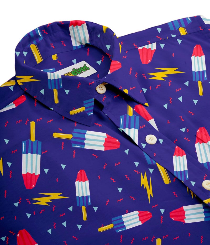 Tipsy Elves Blue Grand Finale Popsicle USA Button Down Shirt for Men Size XX-Large - Image 3